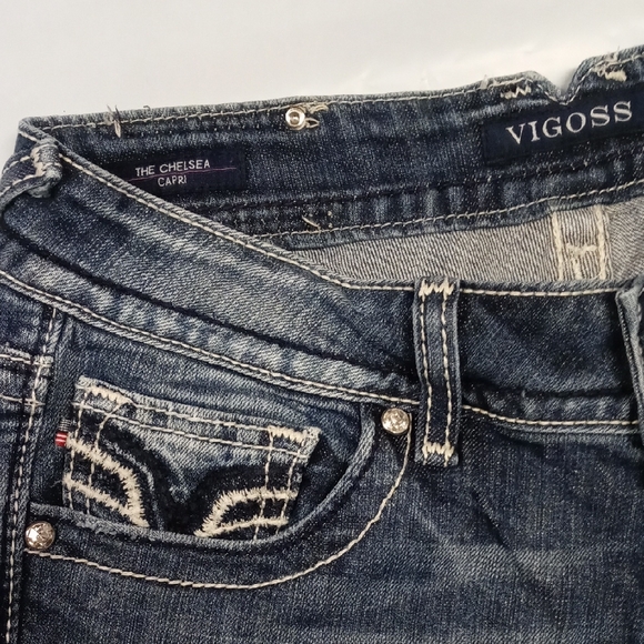Vigoss Blue Boot Cut Jeans with Vintage Embroidery - Picture 4 of 14